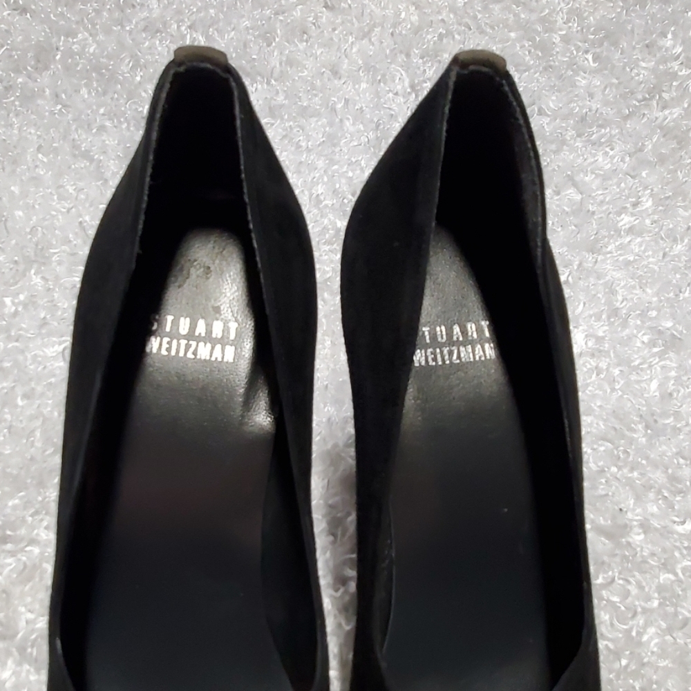 Stuart Weitzman Black & Gray Suede Platform Heels - image 7